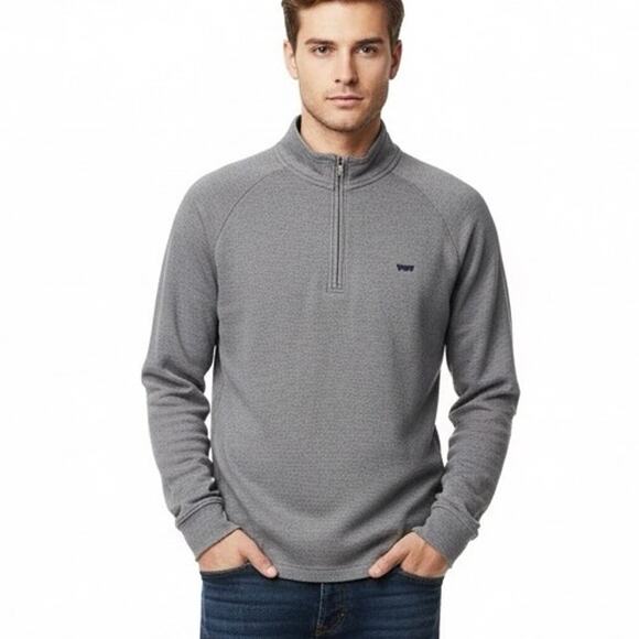Levi’s Waffle Knit Pullover Men XL Gray Cotton 1/4 Zip Casual Stretch Minimalist - Picture 1 of 5